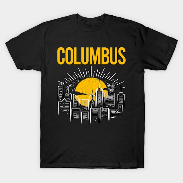 Yellow Moon Columbus T-Shirt by flaskoverhand